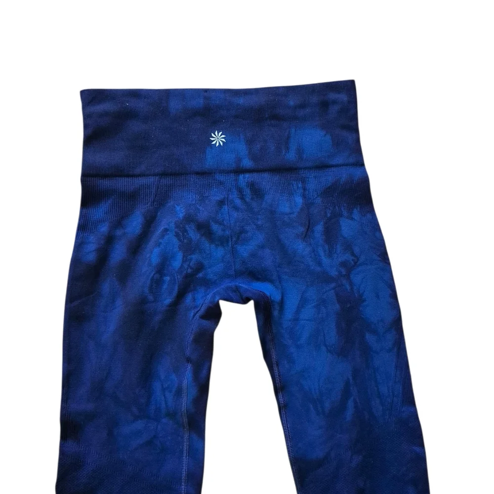 Athleta Women Seamless Compression Capri Cropped Legging Tie Dye Black Sz Small‎